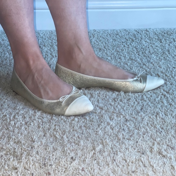 J.Crew Gemma Cap-toe Flats in Metallic Gold Sz 8.5 Gently Loved w/Box - Picture 11 of 12